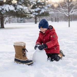 Sorel Faux Fur Removeable Liners Brown Black Insulated Winter Snow Boots Size 4